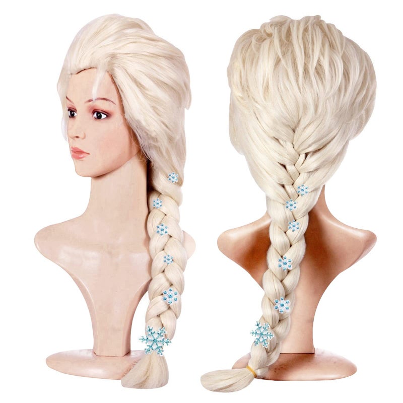 Anogol Hair Cap + ( 6 Hairpins ) Blonde Cosplay Wig Princess Wig for Women Long Princess Braided Wig Braid Costume Synthetic Wig for Halloween Party - Image 1